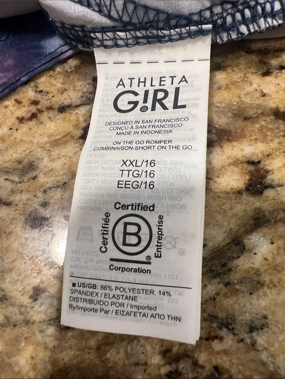 Athleta girl on the go 1 piece romper XXL
